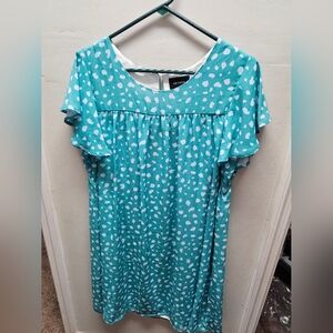 Teal and White Polka Dot Dress